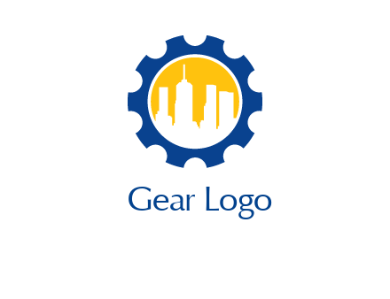 skyscrapers in circle gear logo