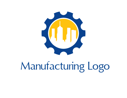 skyscrapers in circle gear logo