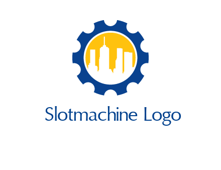 skyscrapers in circle gear logo