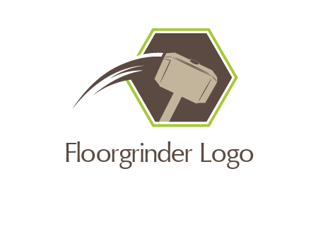 hexagon and heavy hammer head logo illustration