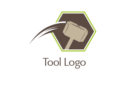 hexagon and heavy hammer head logo illustration