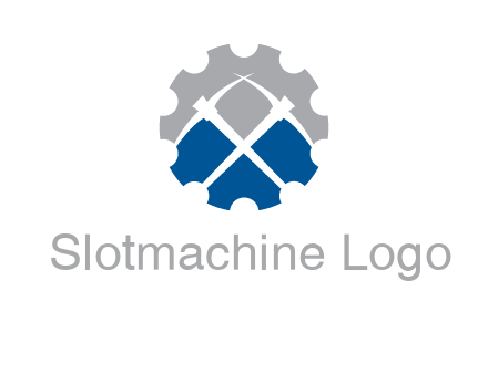 crossed pick axes in gear symbol