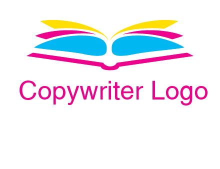 horizontal colorful open book printing logo