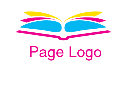 horizontal colorful open book printing logo