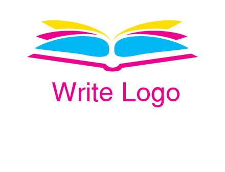 horizontal colorful open book printing logo
