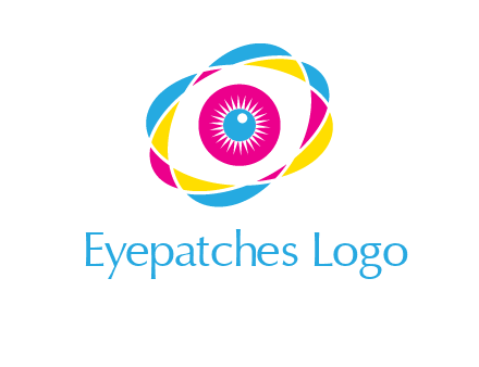 colorful abstract oval eye in center printing logo