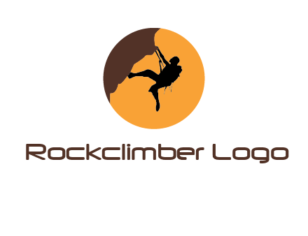hanging mountain climber in circle logo