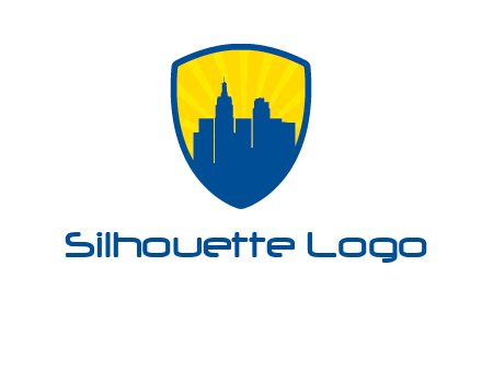 rays and buildings in shield insurance logo