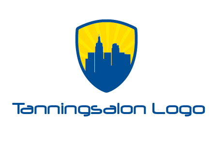 rays and buildings in shield insurance logo