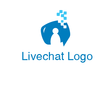 man inside pixel speech bubble logo