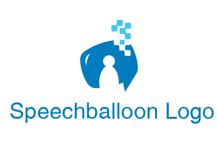 man inside pixel speech bubble logo