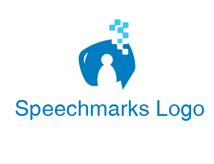man inside pixel speech bubble logo
