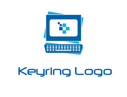 pixel in monitor and keyboard IT logo