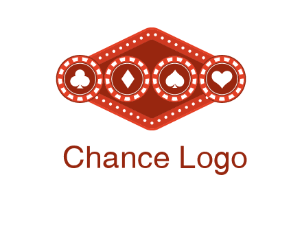 club diamond spade heart in gambling chips logo