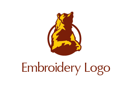 half body bear in circle animal logo