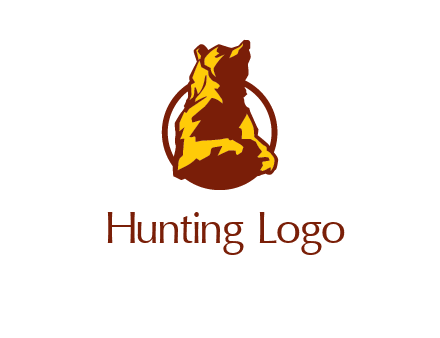 half body bear in circle animal logo