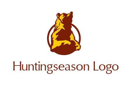 half body bear in circle animal logo