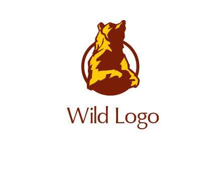 half body bear in circle animal logo