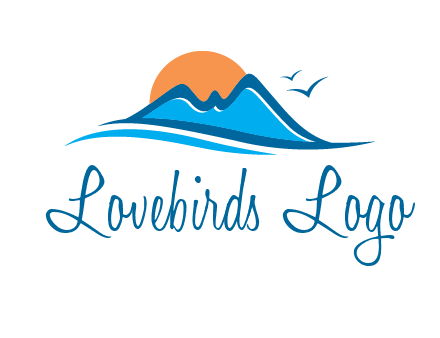 sun and birds over hills travel logo