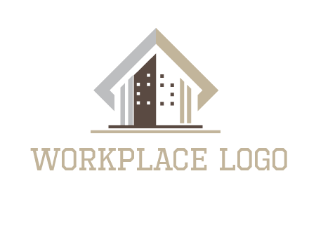 square around abstract house logo