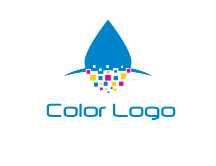 drop and pixels printing logo