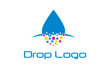 drop and pixels printing logo