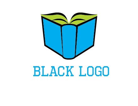 tilted open hardcover book logo