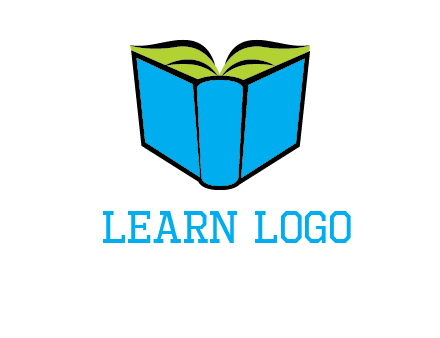 tilted open hardcover book logo