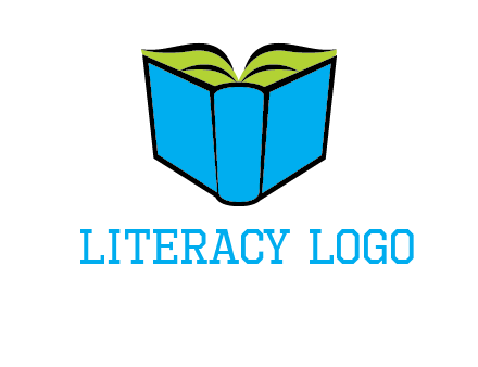 tilted open hardcover book logo