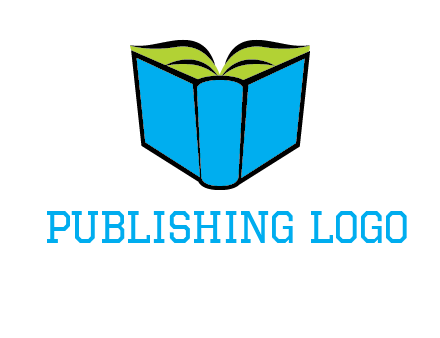 tilted open hardcover book logo