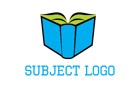 tilted open hardcover book logo