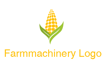 corn on the cob with leaves agriculture logo