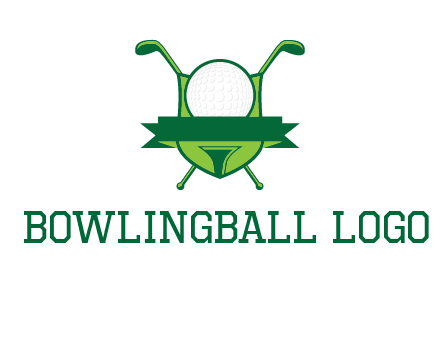 golf ball on tee in front of crossed golf clubs monogram