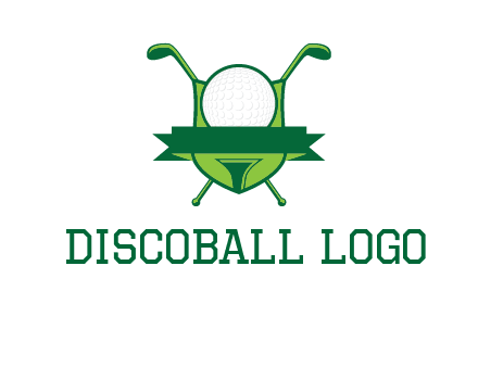 golf ball on tee in front of crossed golf clubs monogram