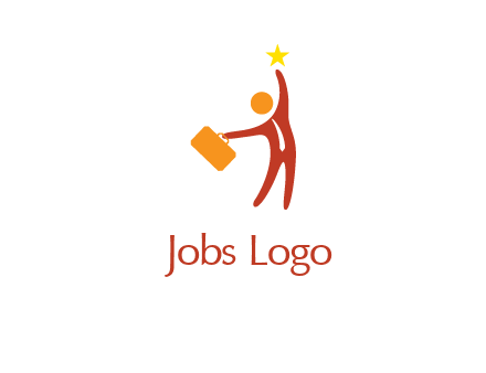 happy executive with star and briefcase in hand graphic