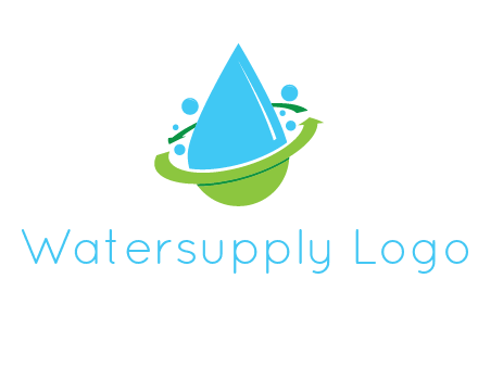 arrows and bubbles around water droplet cleaning logo