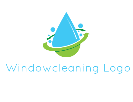 arrows and bubbles around water droplet cleaning logo