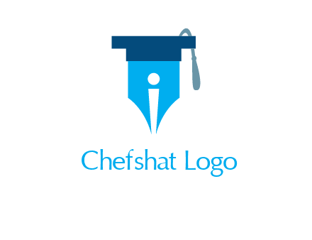 pen nib with scholarship hat education logo