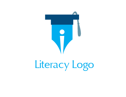 pen nib with scholarship hat education logo