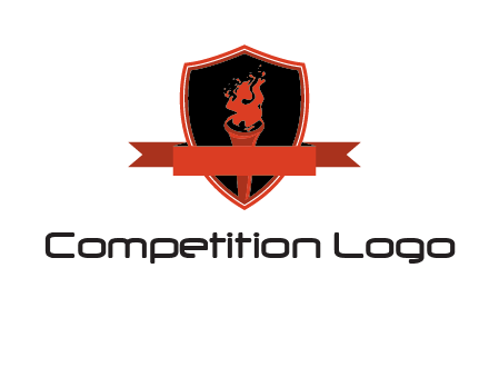 torch shield badge sports logo