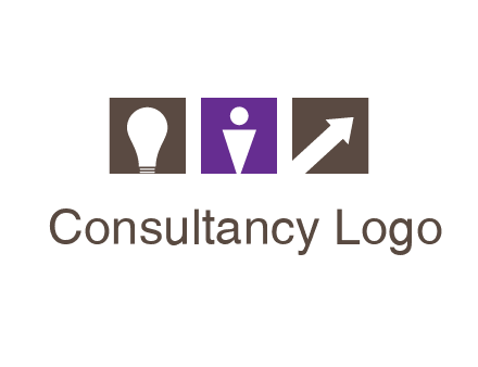 boxes with a direction arrow, light bulb and man icon inside