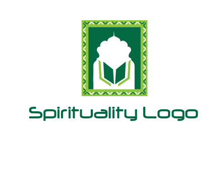Islamic logo showcasing the Holy Quran and the outline of a mosque