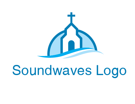 church logo with the moon and waves