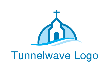 church logo with the moon and waves