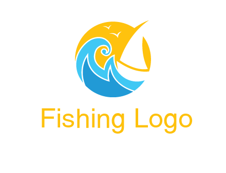 sail boat on a rough sea logo