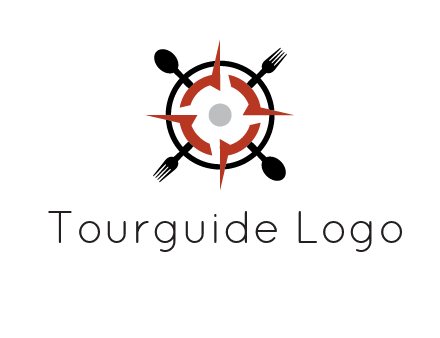 stove top resembling a compass with forks and spoons logo