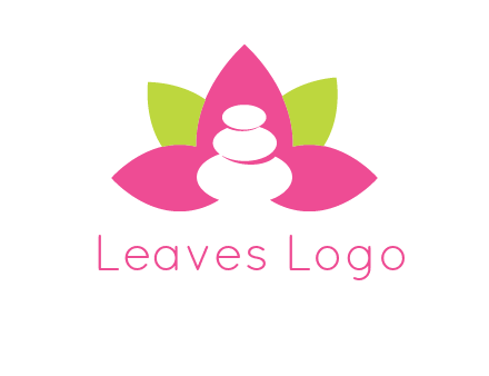 spa logo with hot stones inside leaves or lotus