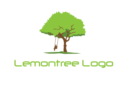 backyard swing on a tree logo