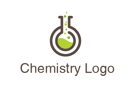 laboratory flask with green liquid and bubbles logo