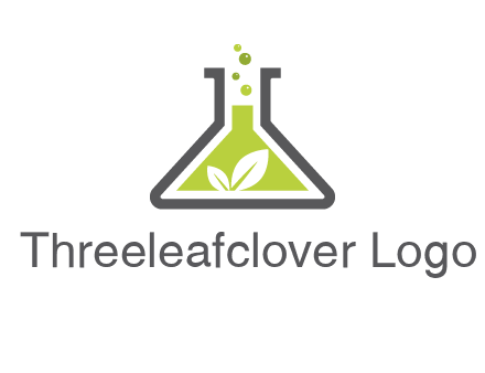 leaf with green substance bubbling in a flask